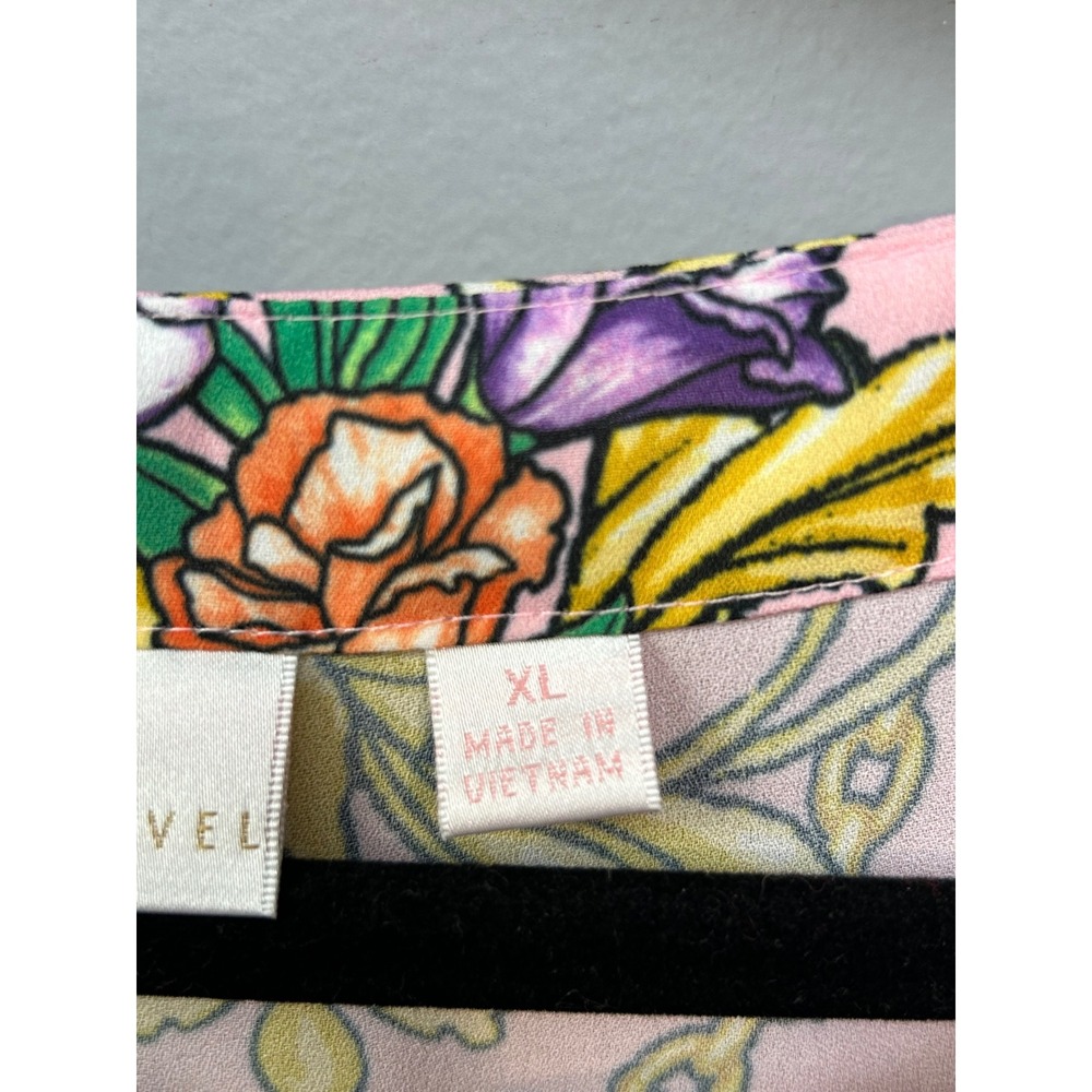Belle by Kim Gravel Poncho Women XL Pink Floral Baroque Scarf Print Kaftan Top - Picture 5 of 9